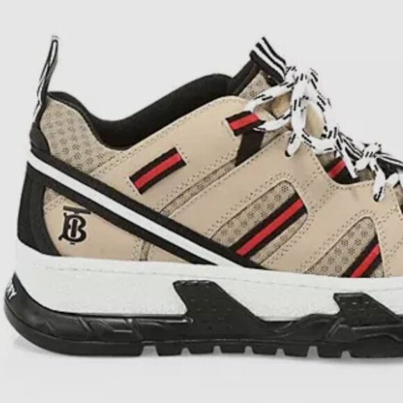 BURBERRY MEN UNION RS5 MIX TECH STRIPE LOW TOP SNEAKERS, BEIGE, SZ 40 - NIB $750 - Picture 3 of 16